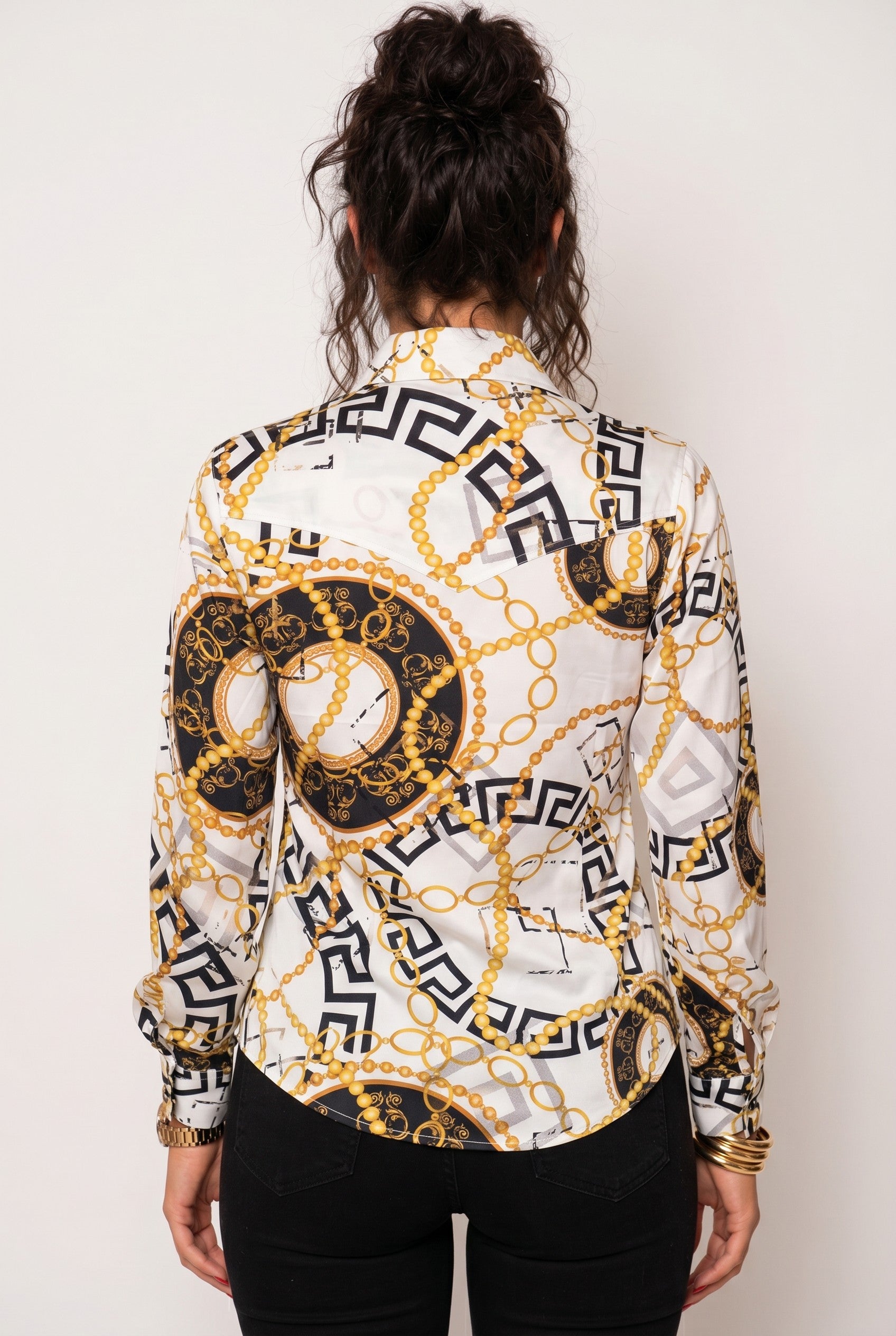 Baroque Chain Print Button-Down Shirt