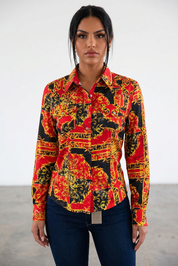 Imperial Équestre Silk-Touch Western Blouse