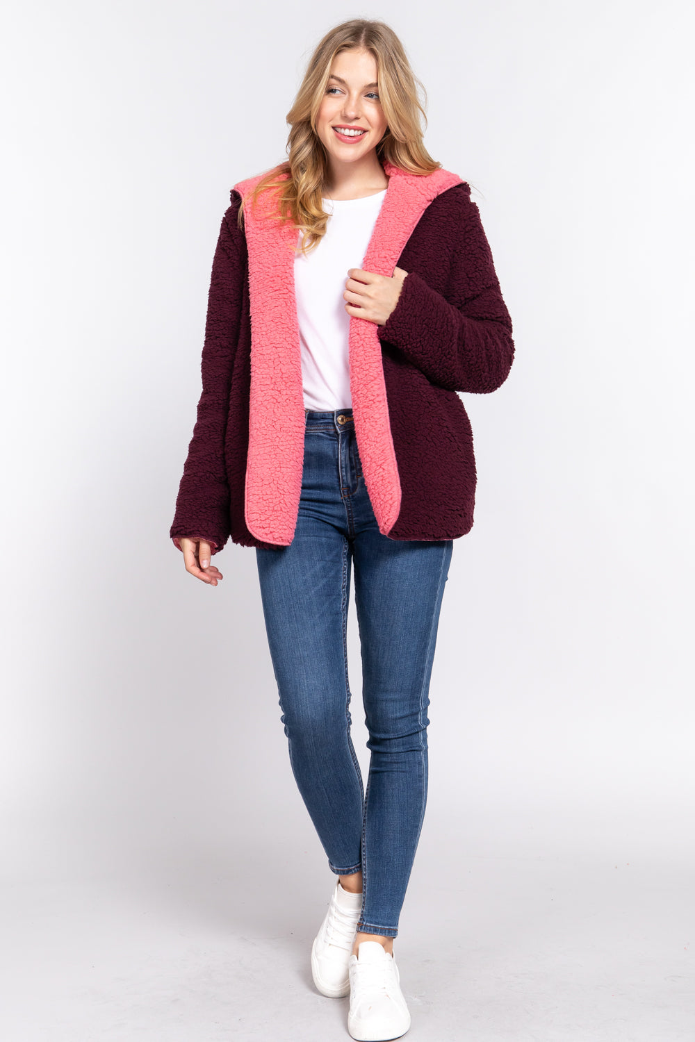 Reversible Faux Fur Hooded Jacket