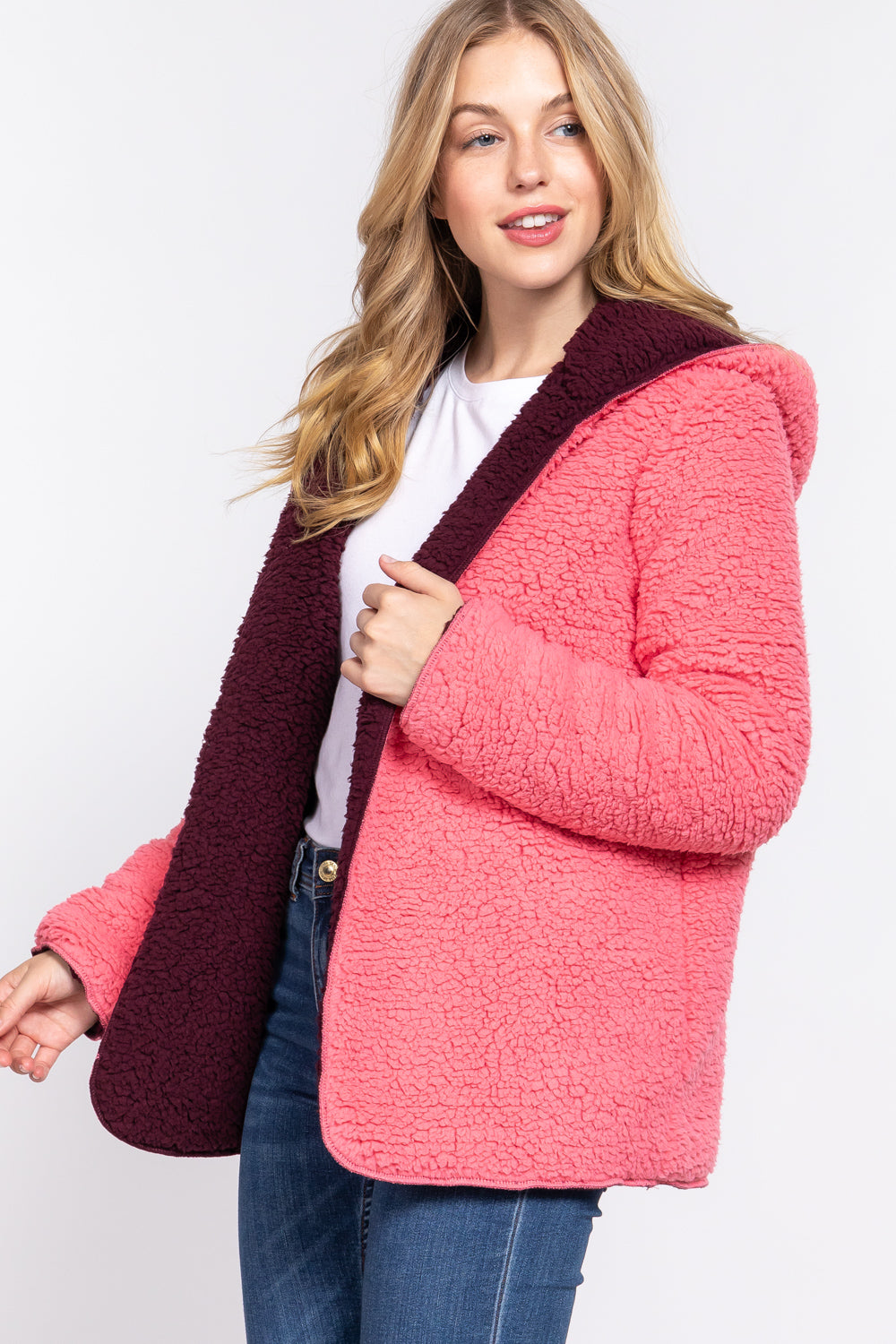 Reversible Faux Fur Hooded Jacket