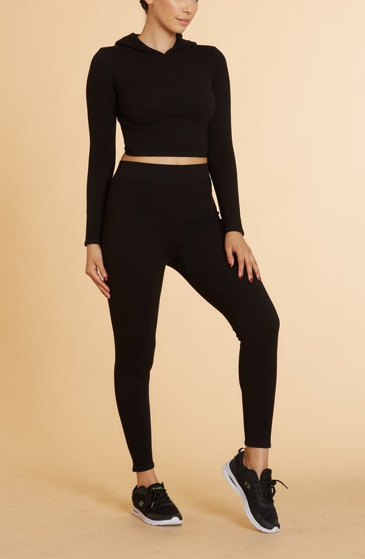 SEAMLESS HOODIE AND LEGGING SET - Vella Moda