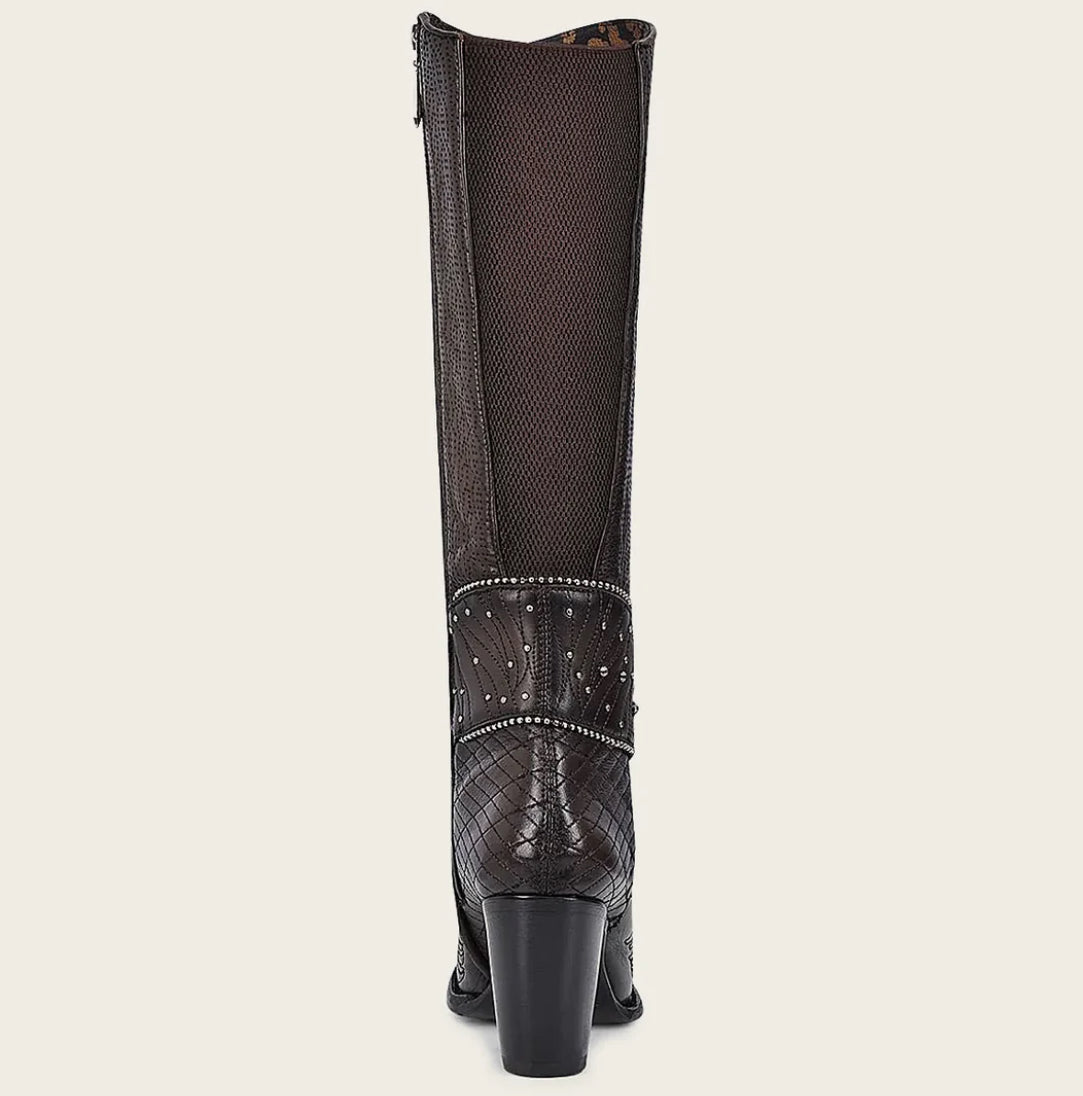 LD BLACK/BROWN EMBROIDERY & STUDS ROUND TOE - Vella Moda