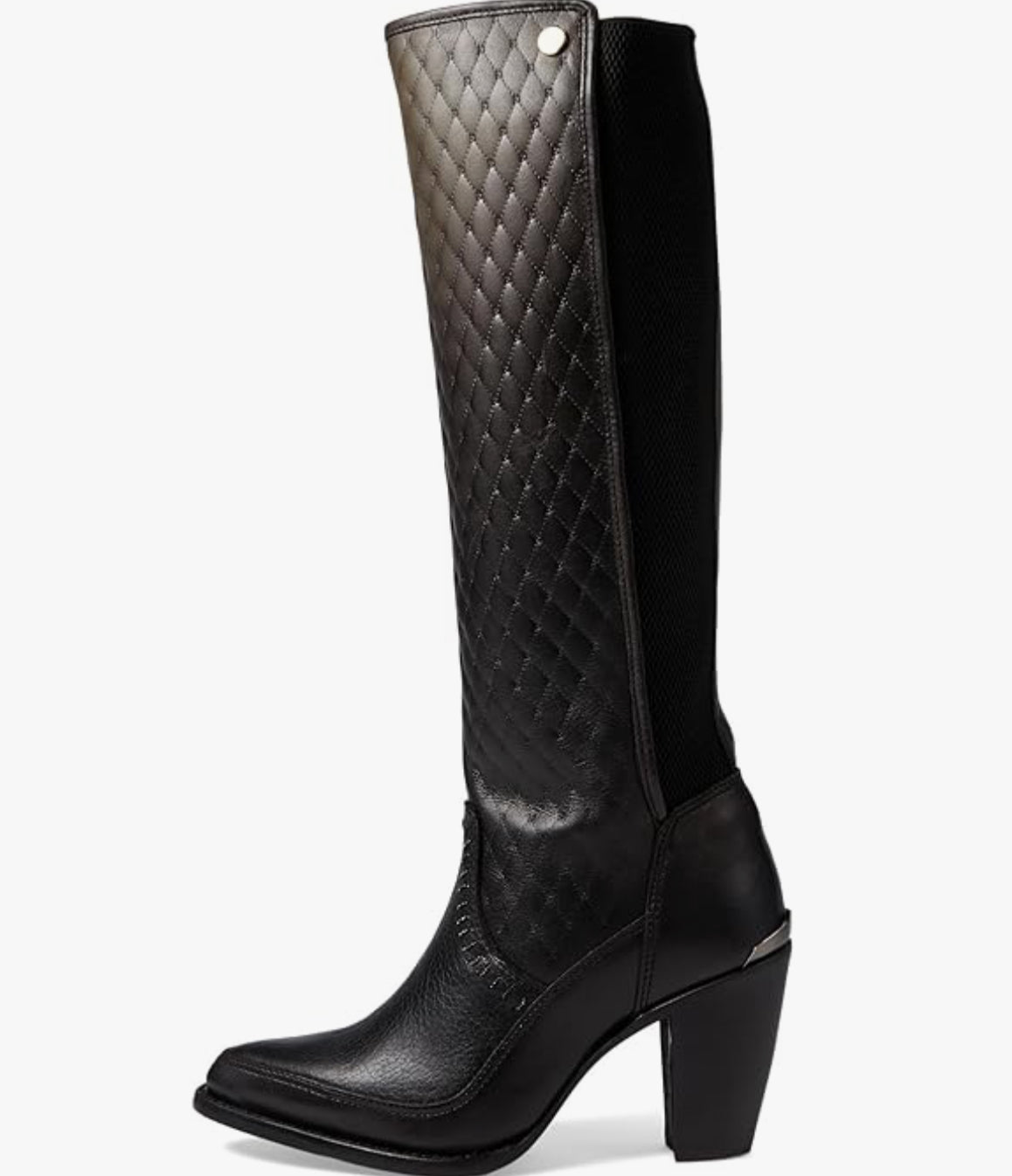 Cuadra LD black elastic round toe boots with sleek leather finish and classic riding boot style.