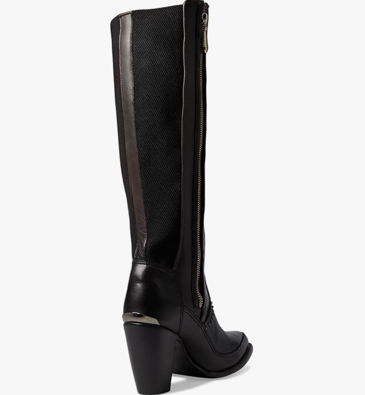 Cuadra LD Black Elastic Round Toe boots showing close-up of sleek black leather with elastic side panels and round toe design.