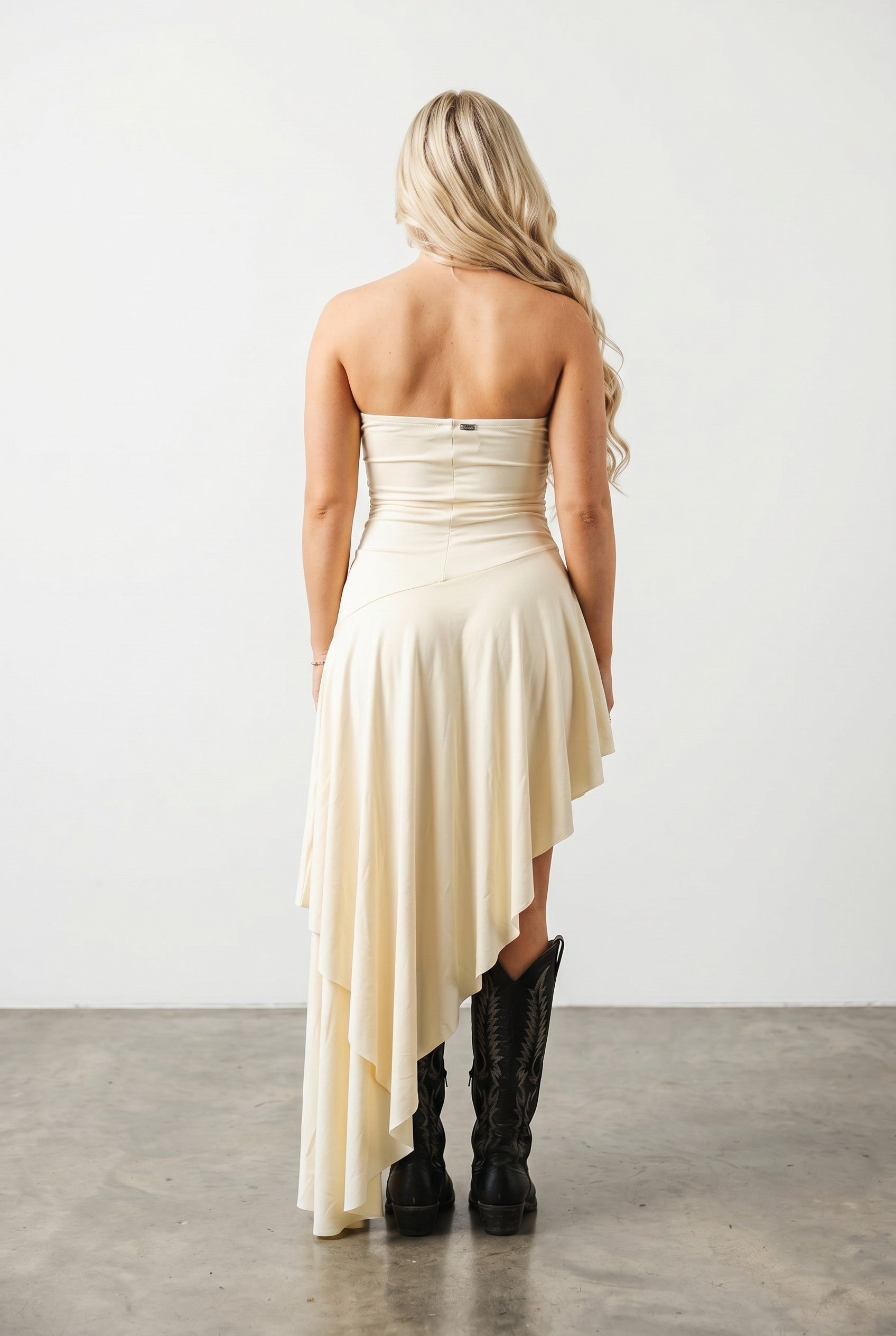 Sierra Cascade Strapless High-Low Dress