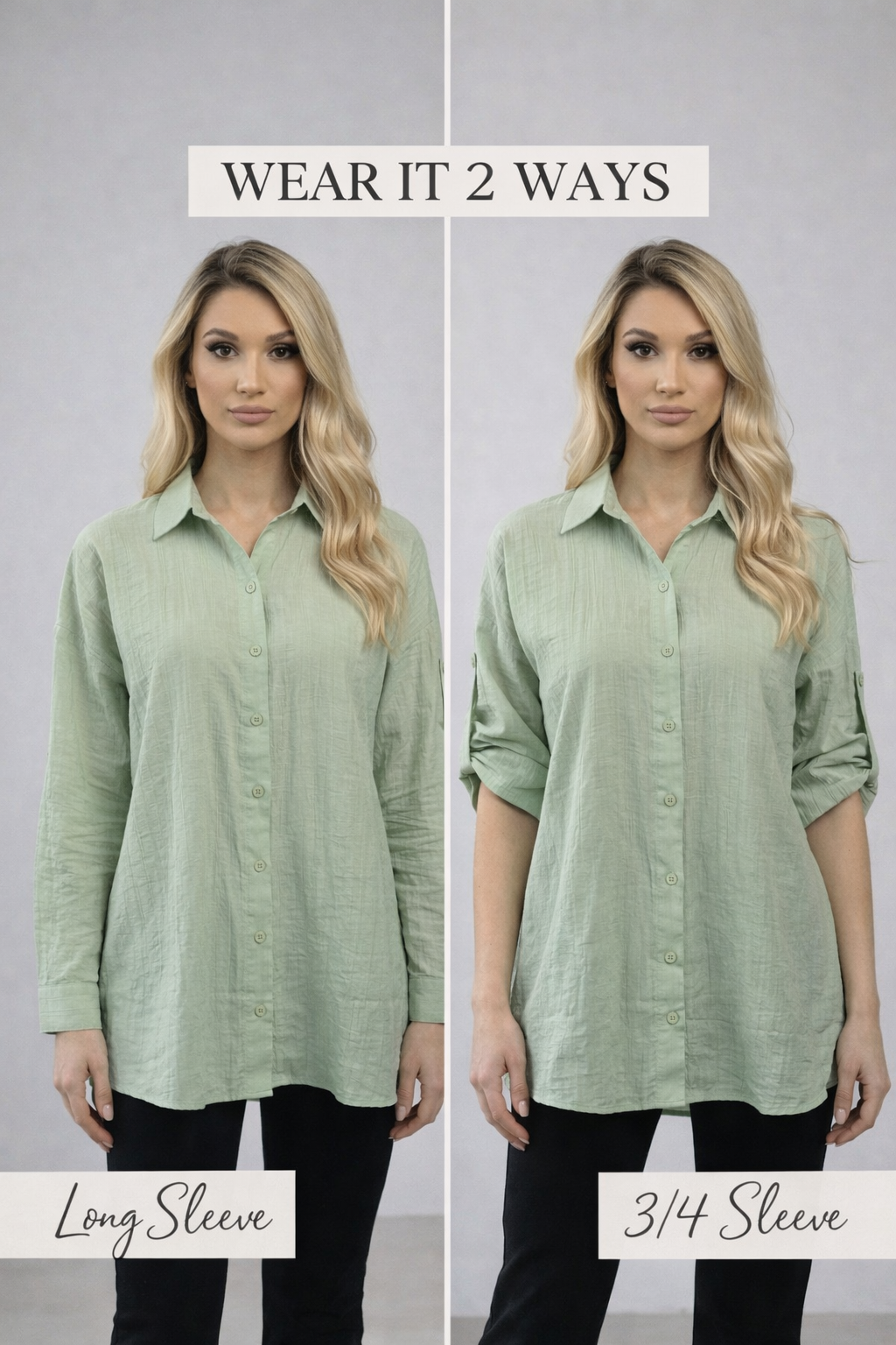 Crinkle Gauze Oversized Button-Up Shirt