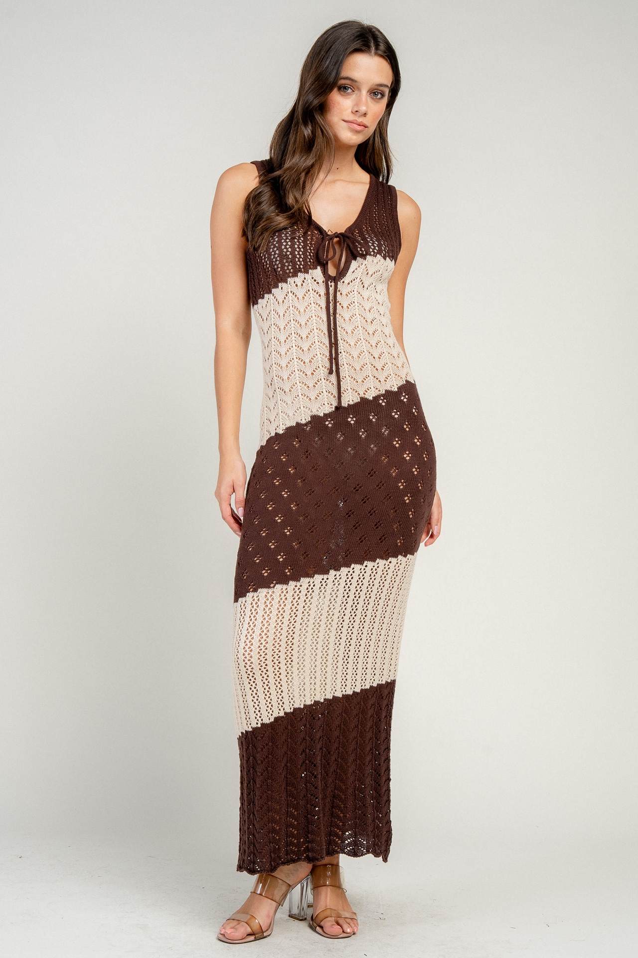 Striped Knit Sweater Maxi Dress