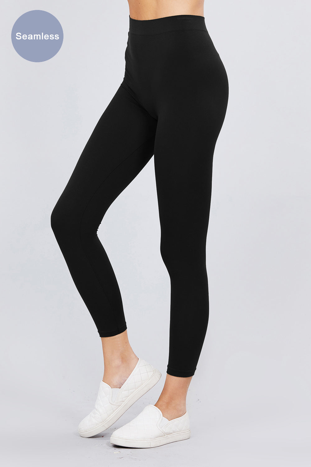 High-Waist Seamless Leggings – Black - Black