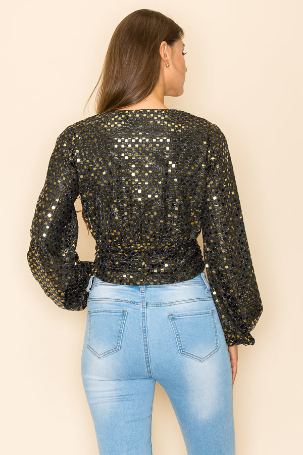 METALLIC RUCHED CROP TOP - Vella Moda