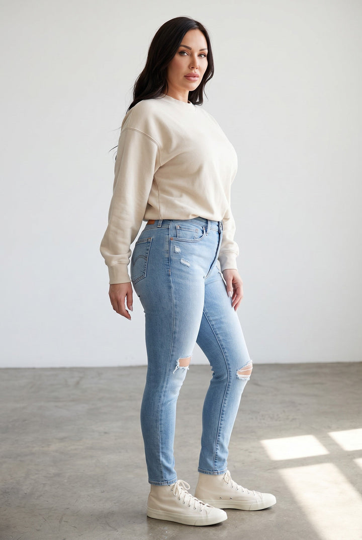 Levi's 721 High Rise Skinny Light Ripped Blue