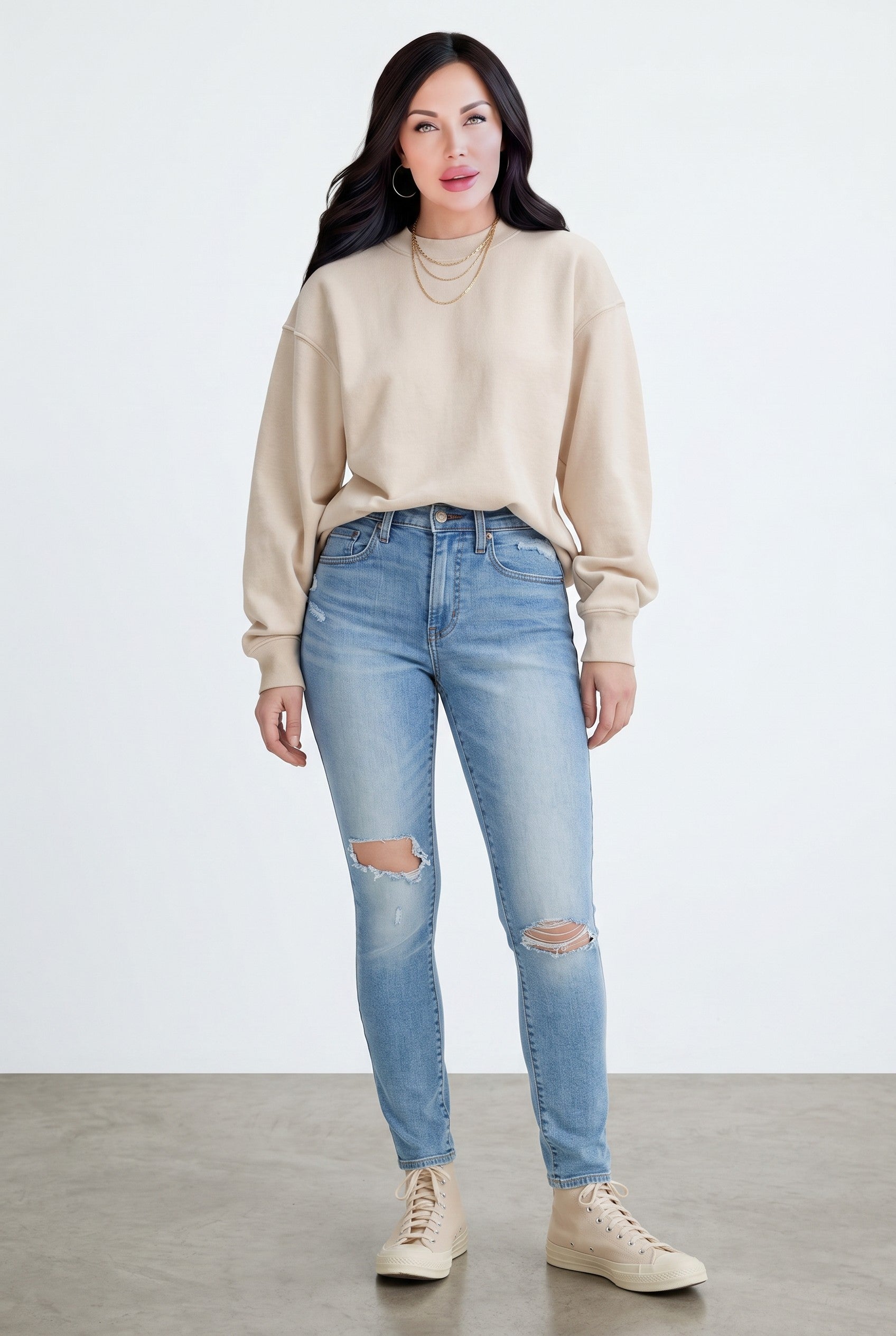 Levi's 721 High Rise Skinny Light Ripped Blue