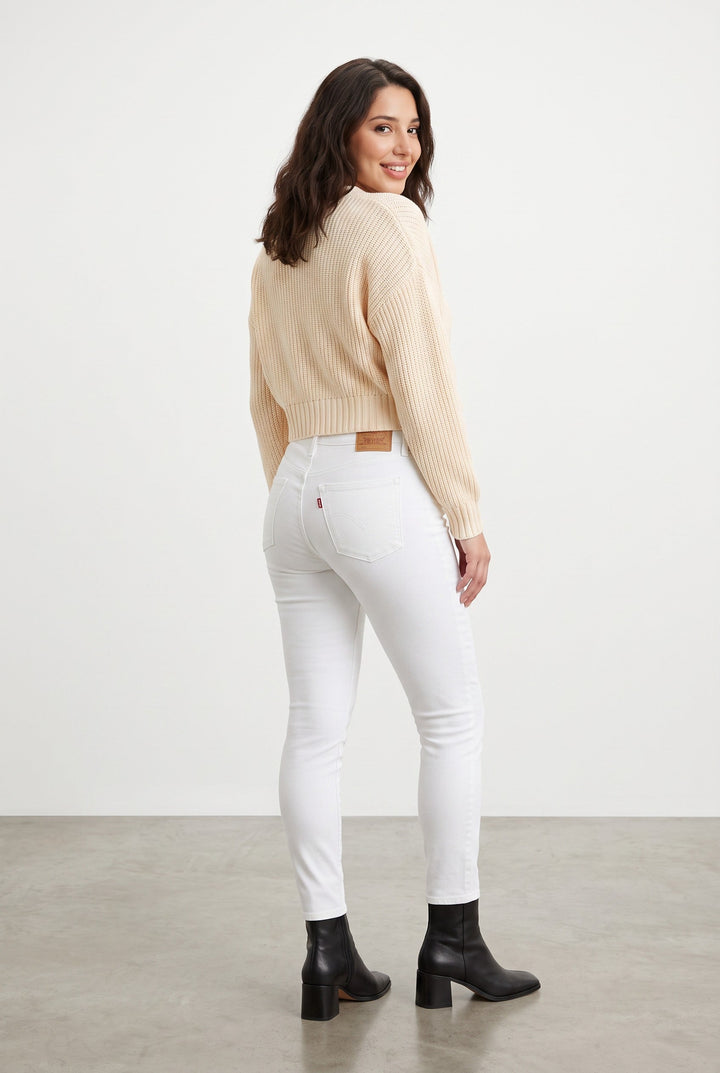 Levi's 711 Mid-Rise Skinny Jeans – Soft Clean White