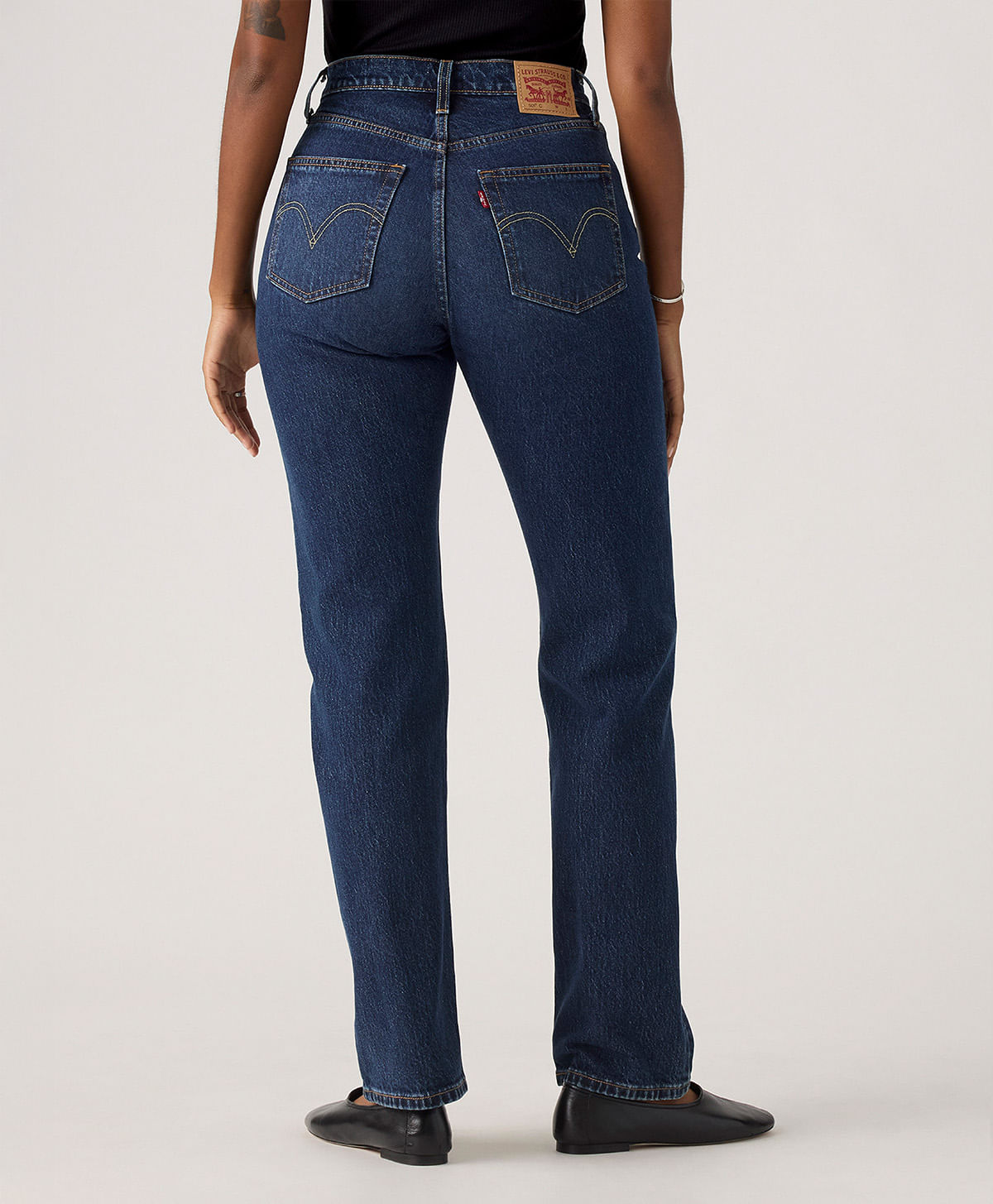 Levi's 501 Curve dark indigo jeans, full back view