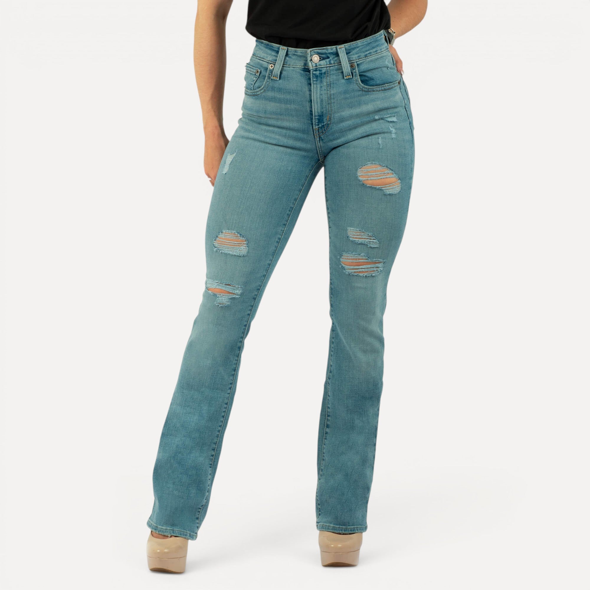 Levi's 725 High-Rise Bootcut Jeans – Crushed It Light Wash, front view