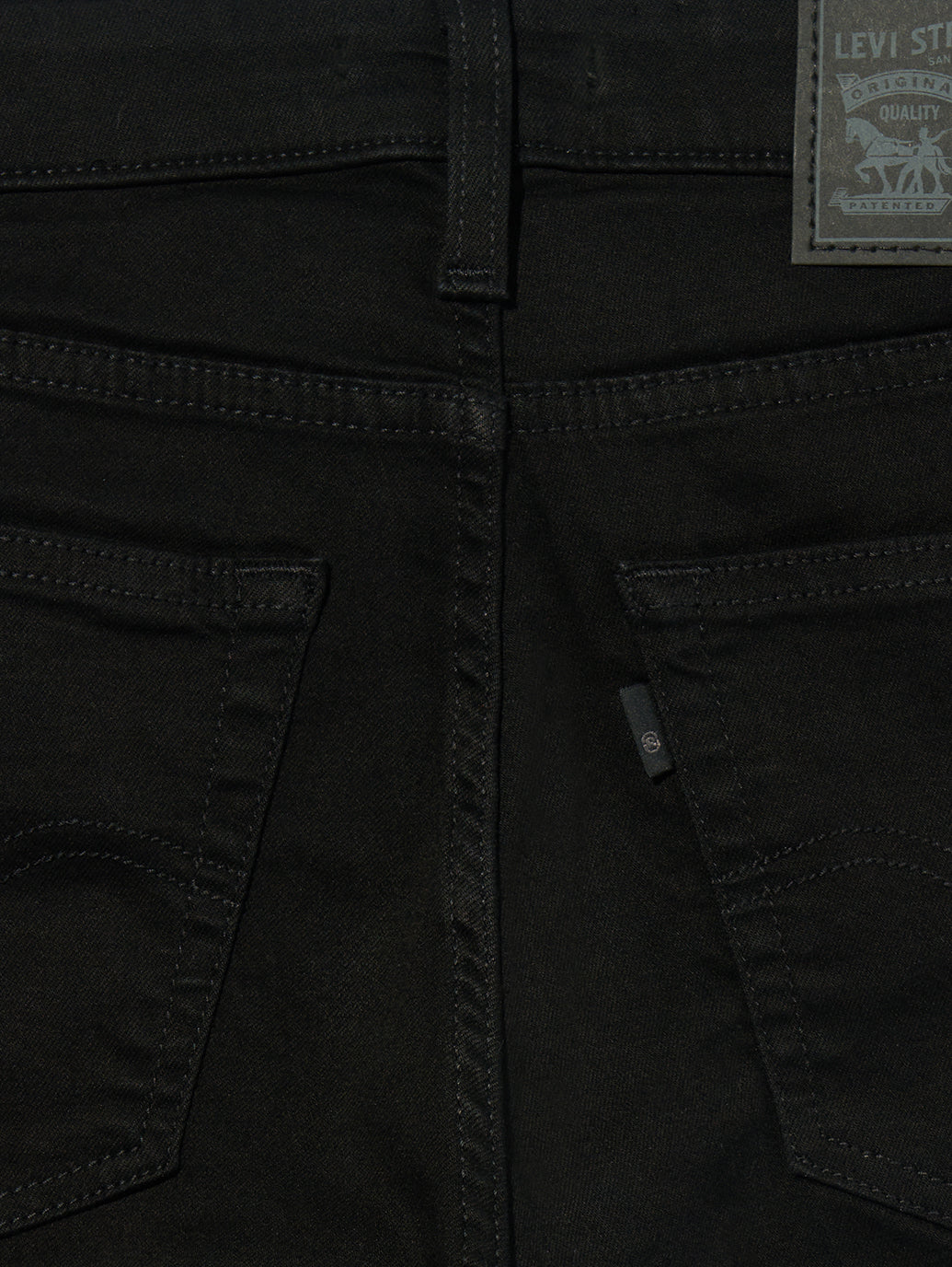 Levi's 726 Soft Black jeans interior care label detail.