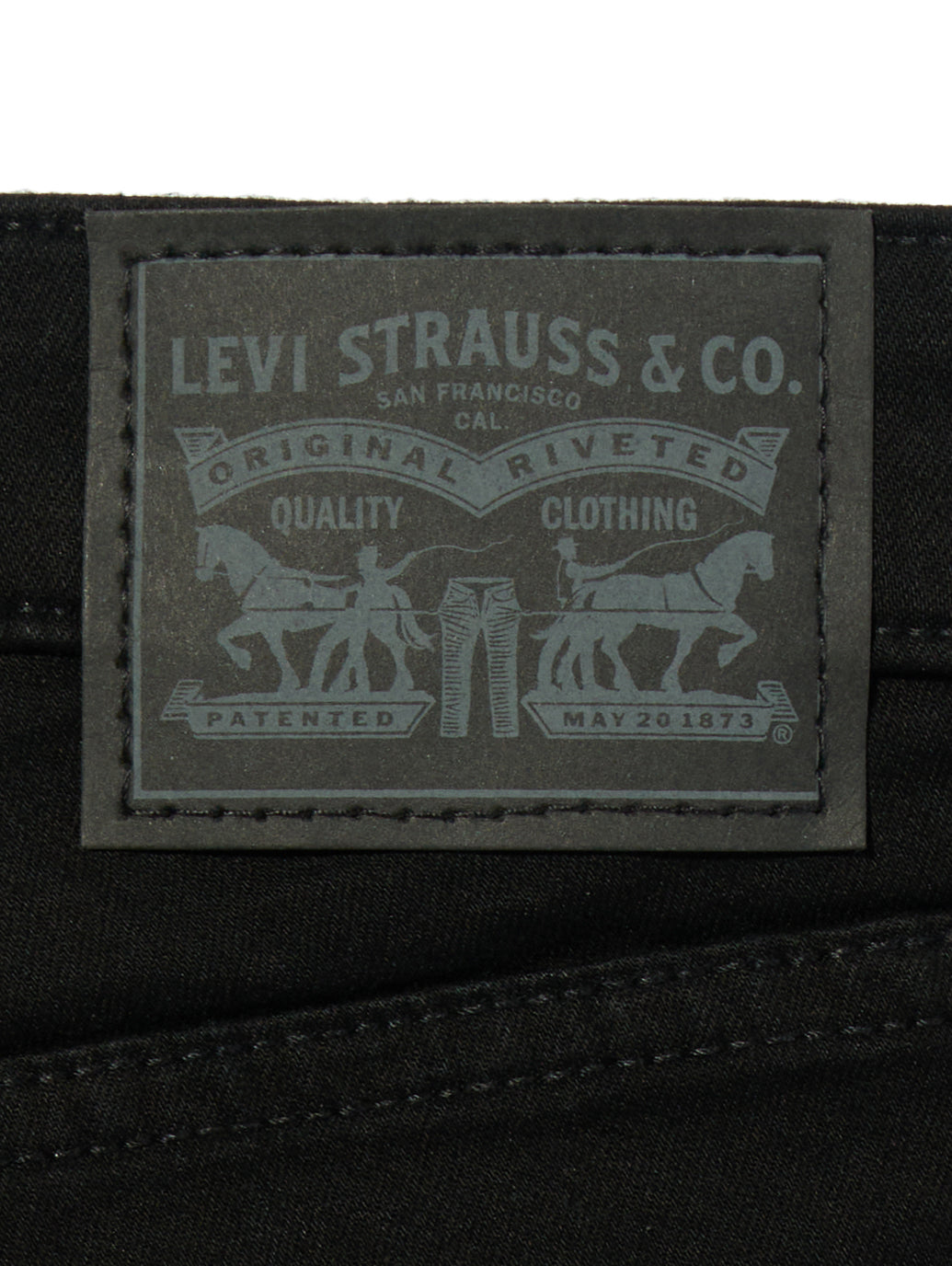 Levi's 726 Soft Black jeans pocket and stitching detail.