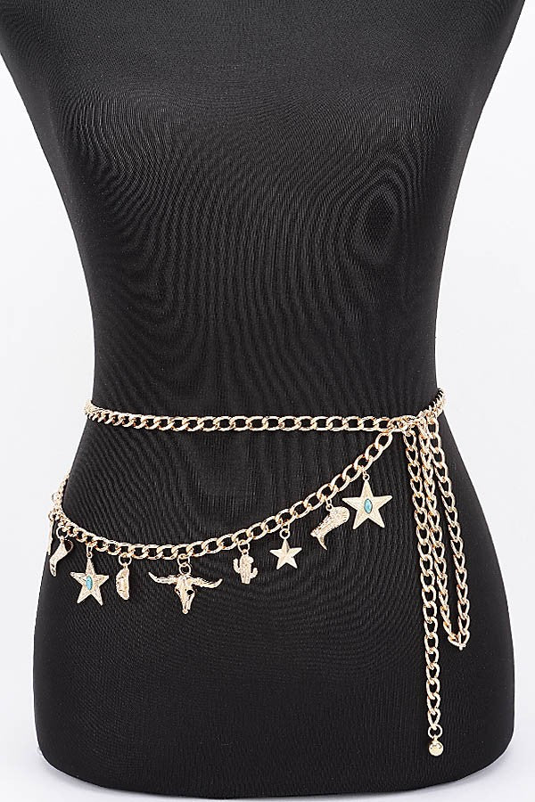 Western Multi Charm Layered Chain Belt product view 1