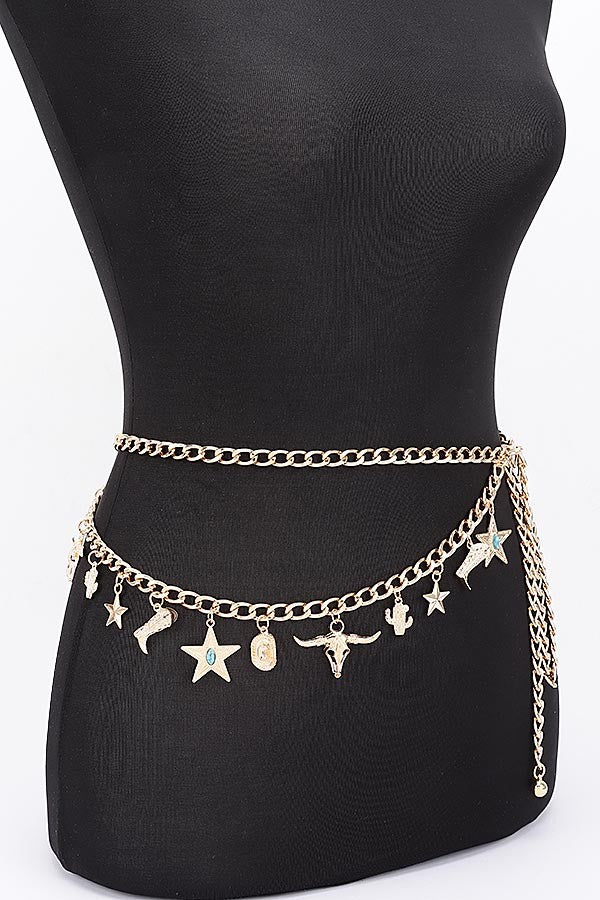 Western Multi Charm Layered Chain Belt product view 2