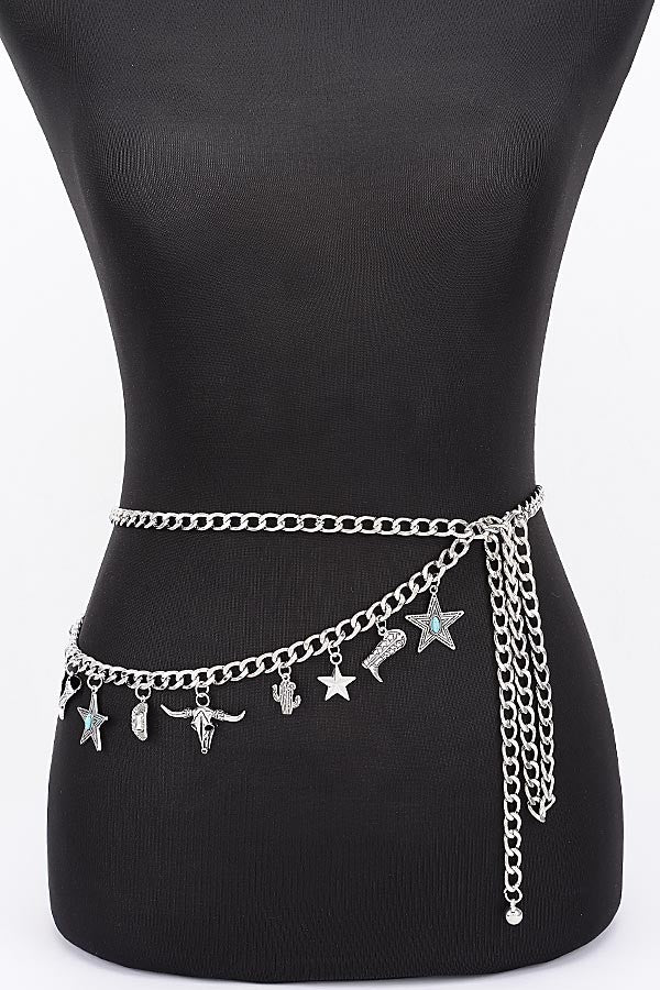 Western Multi Charm Layered Chain Belt product view 7