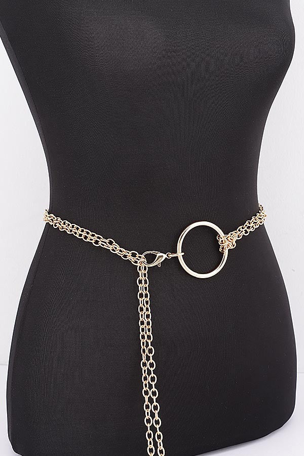 Circle Buckle Layered Chain Waist Belt product view 2