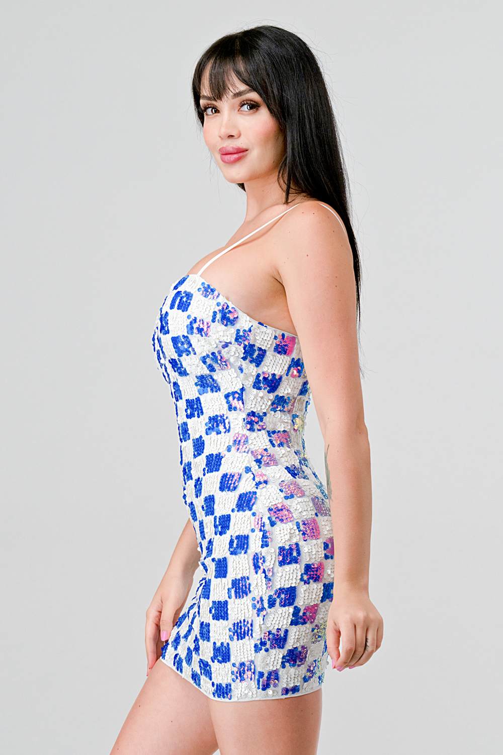 LUXE CHECK PATTERN SEQUINS - Vella Moda