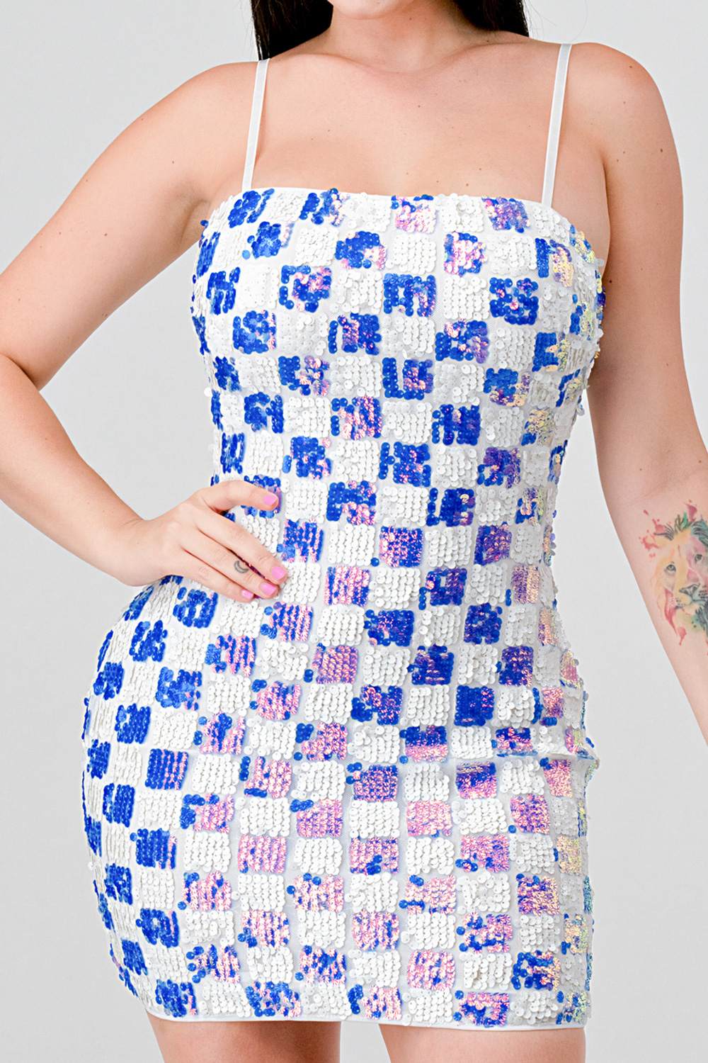 LUXE CHECK PATTERN SEQUINS - Vella Moda