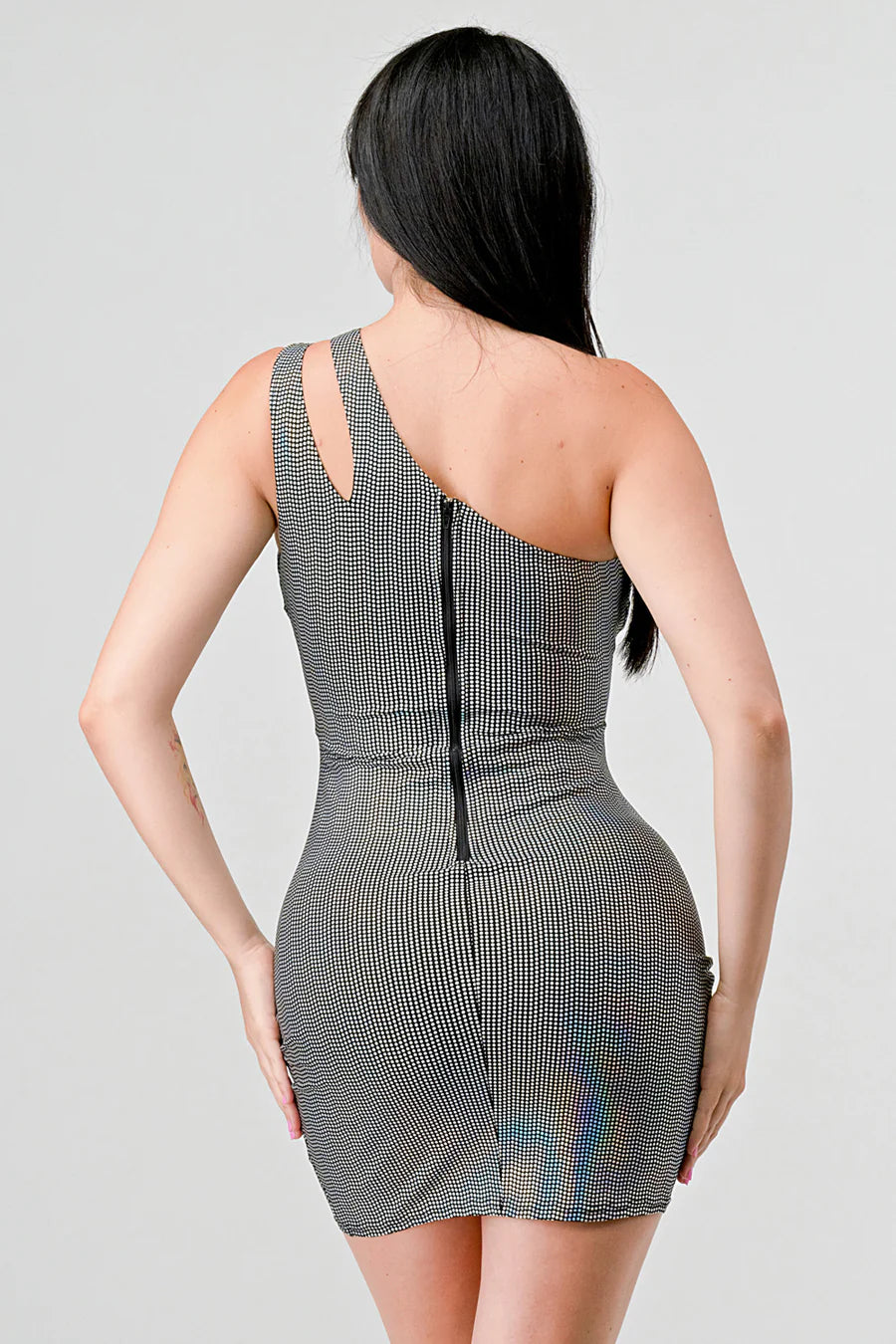 HOLOGRAM METALLIC KNIT ONE SHOULDER - Vella Moda