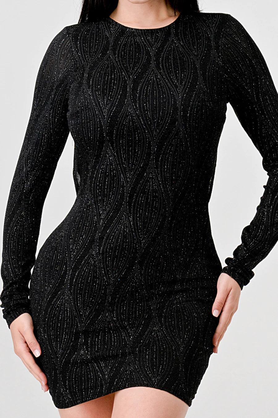 SEXY METALLIC GLITTER EXPOSED OPEN BACK MINI DRESS - Vella Moda