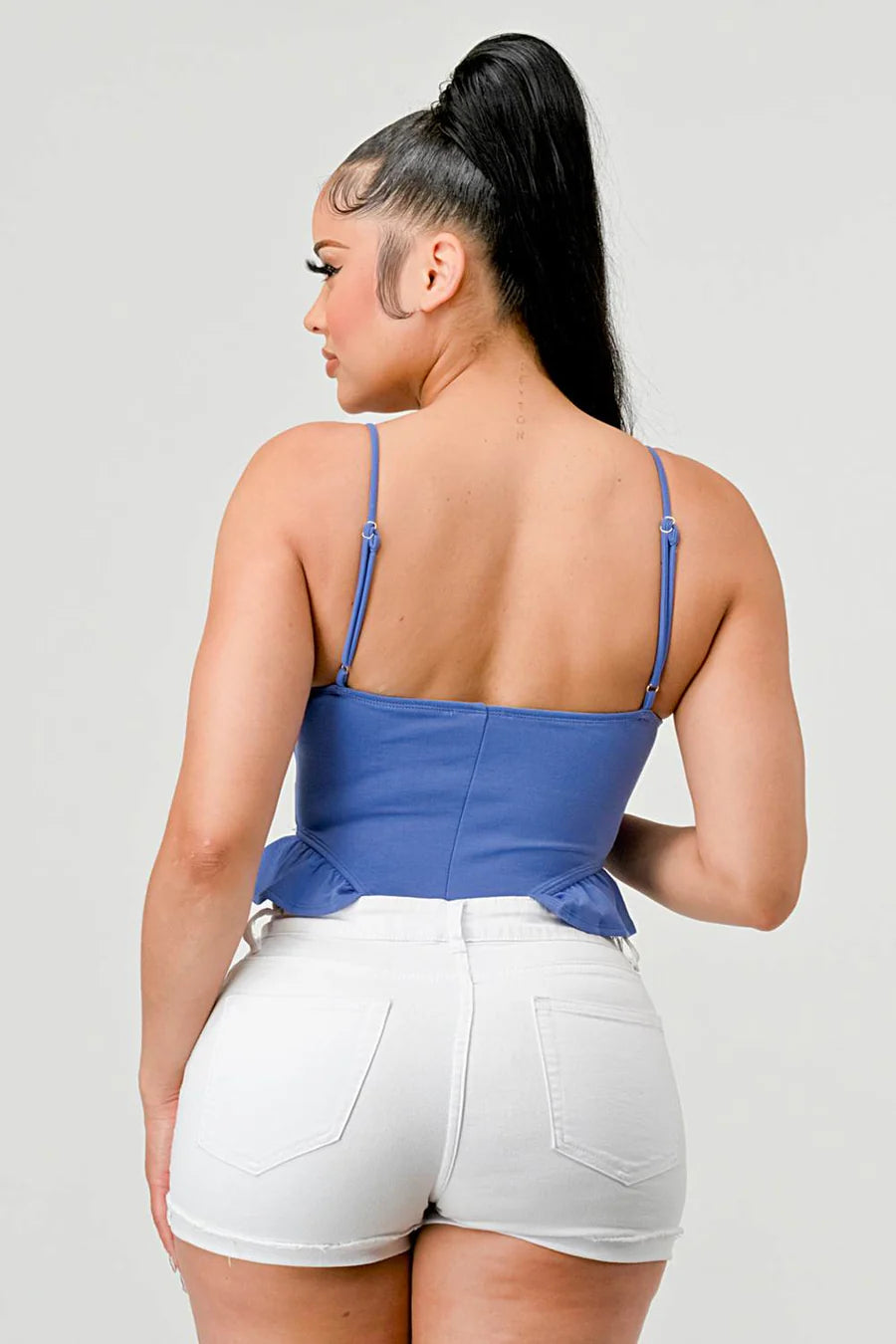 SUPER SOFT SCUBA SIDE FRILLED CAMI BODYSUIT - Vella Moda