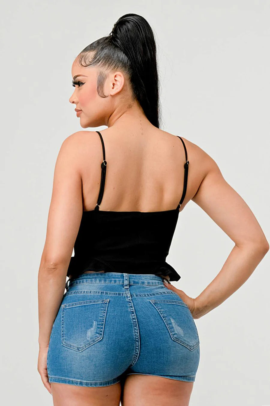 SUPER SOFT SCUBA SIDE FRILLED CAMI BODYSUIT - Vella Moda