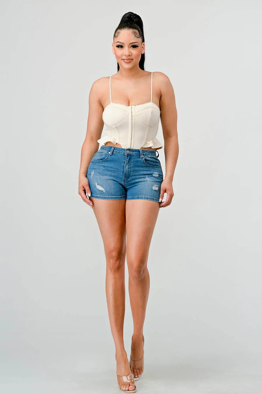 SUPER SOFT SCUBA SIDE FRILLED CAMI BODYSUIT - Vella Moda