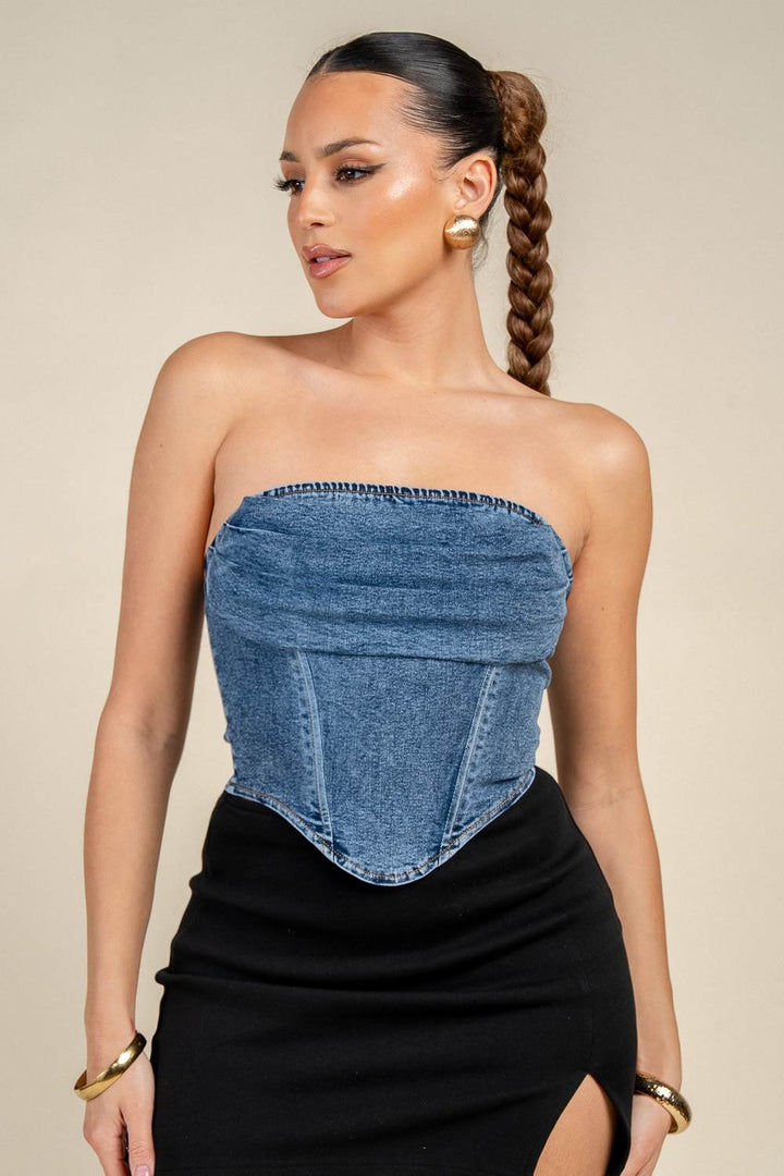 Strapless Denim Corset Top