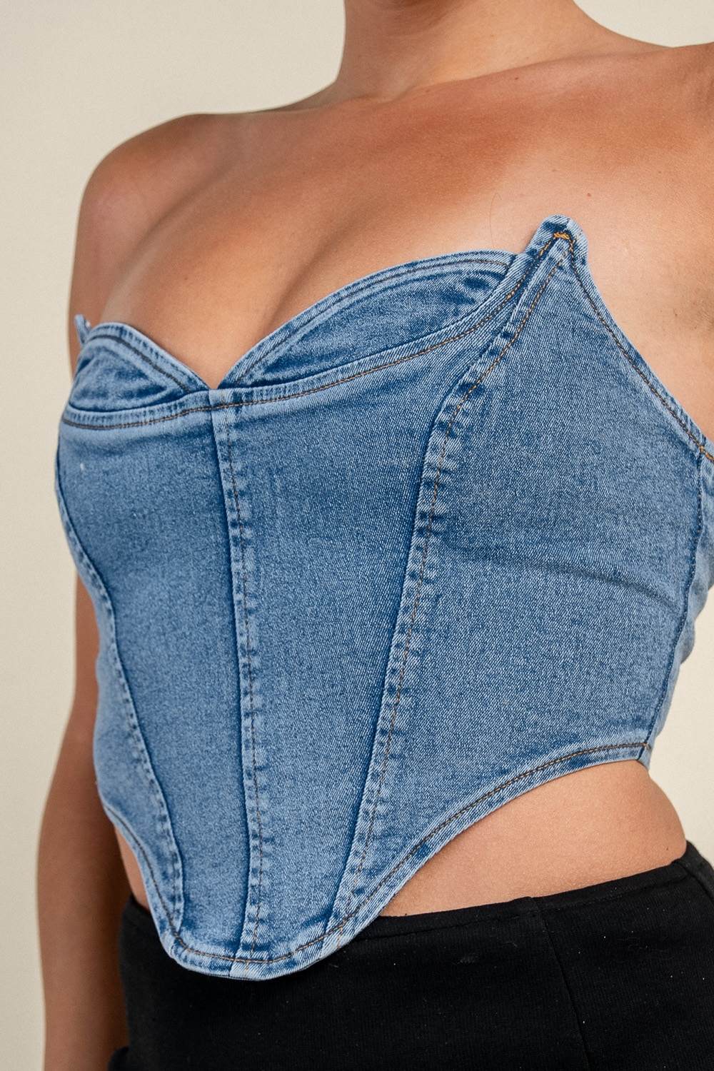 Sweetheart Denim Corset Top