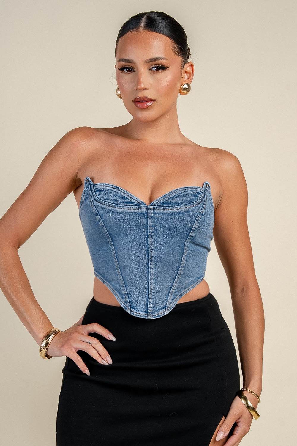 Sweetheart Denim Corset Top
