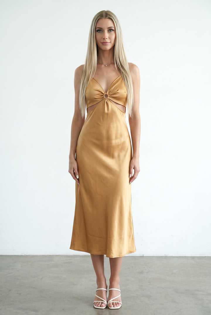 Aurélia Satin Cutout Midi Dress