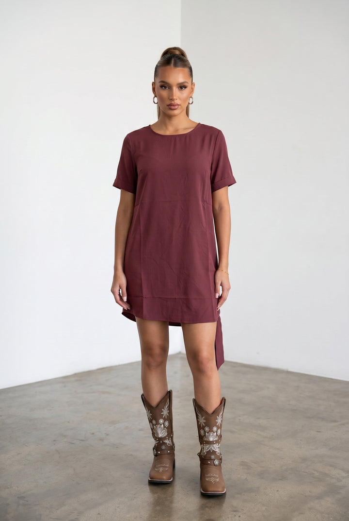 Side Knot Shift Mini Dress