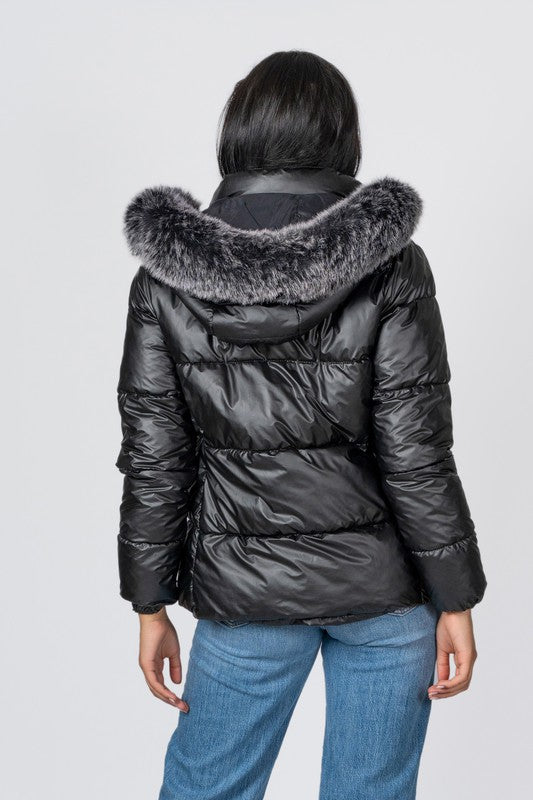 ETHEL - JUNIOR QUILTED POLY HOODED PUFFER - Vella Moda
