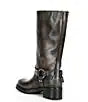 Steve Madden Brocks distressed leather tall moto boots with rugged design and buckle accents, perfect for edgy, stylish outfits.