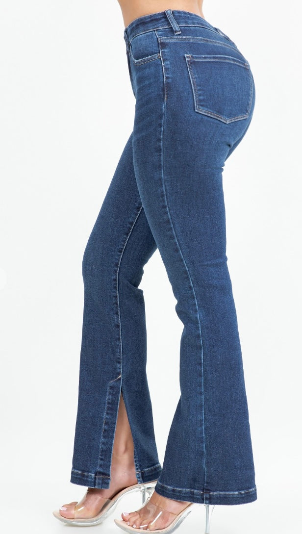 Midnight Horizon Split Hem Flare Jeans