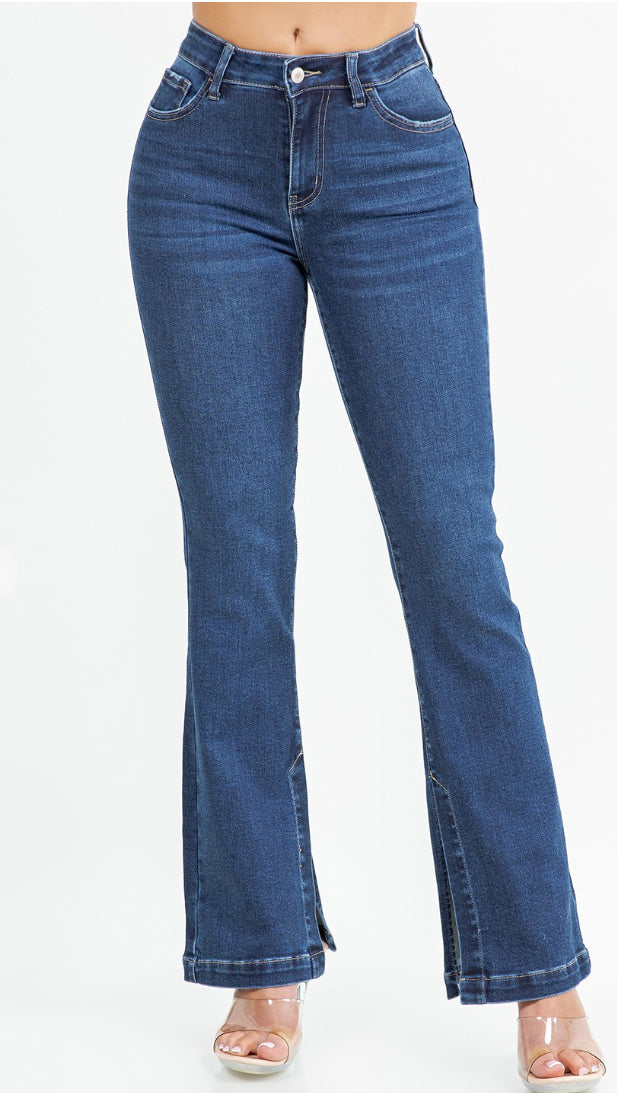 Midnight Horizon Split Hem Flare Jeans