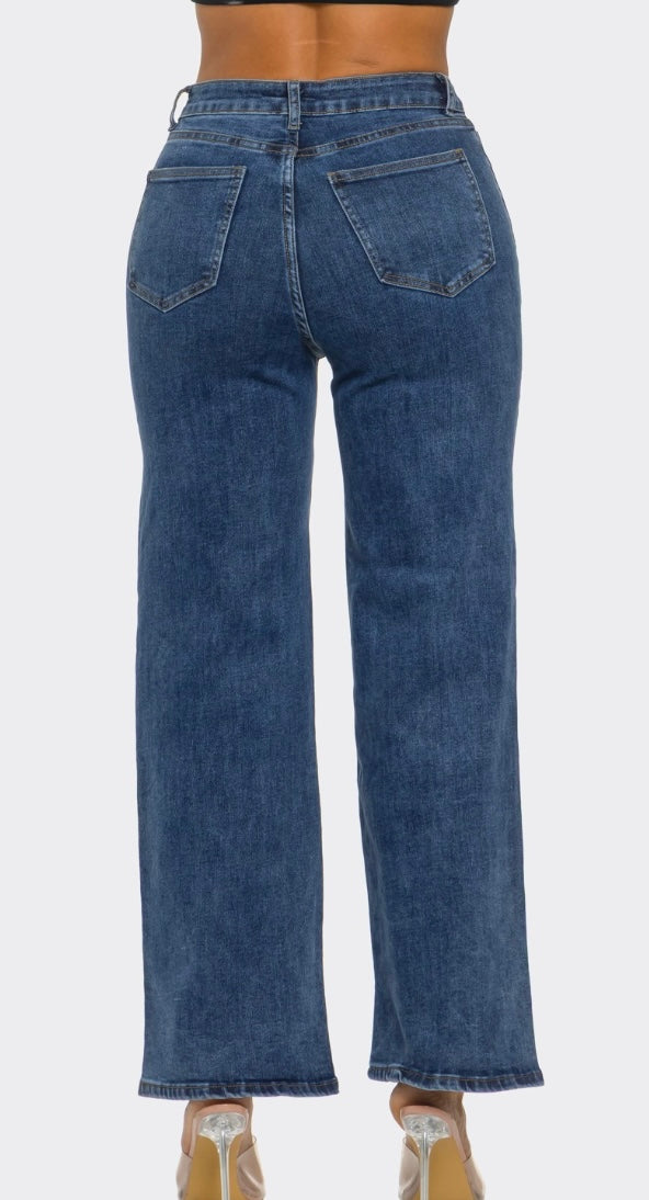 Skyline High-Rise Wide-Leg Jeans – Blue Denim
