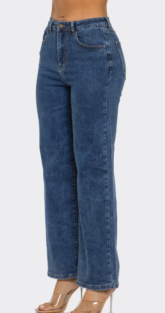 Skyline High-Rise Wide-Leg Jeans – Blue Denim