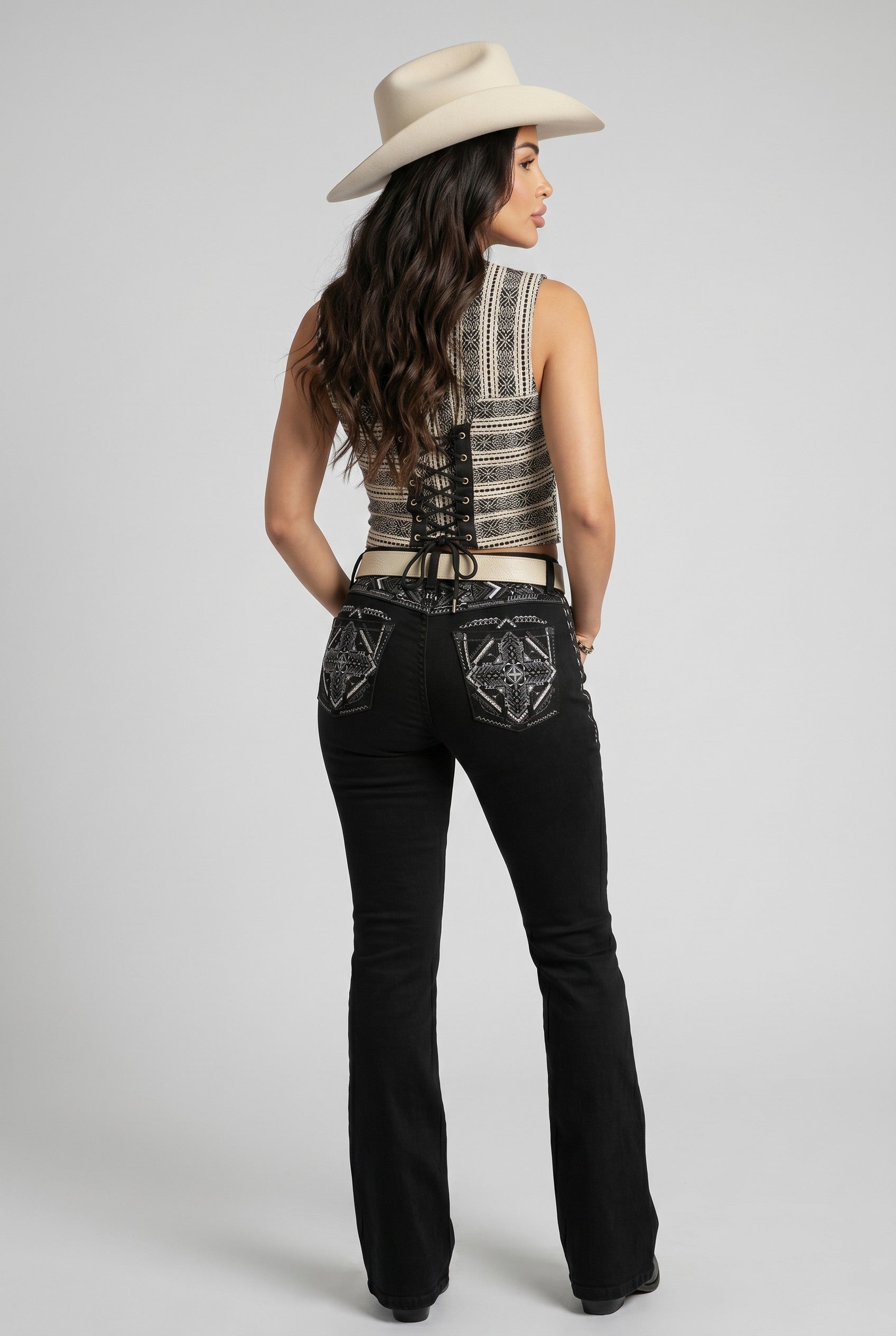 Black Sexy Couture Mid-Rise Bootcut Jeans