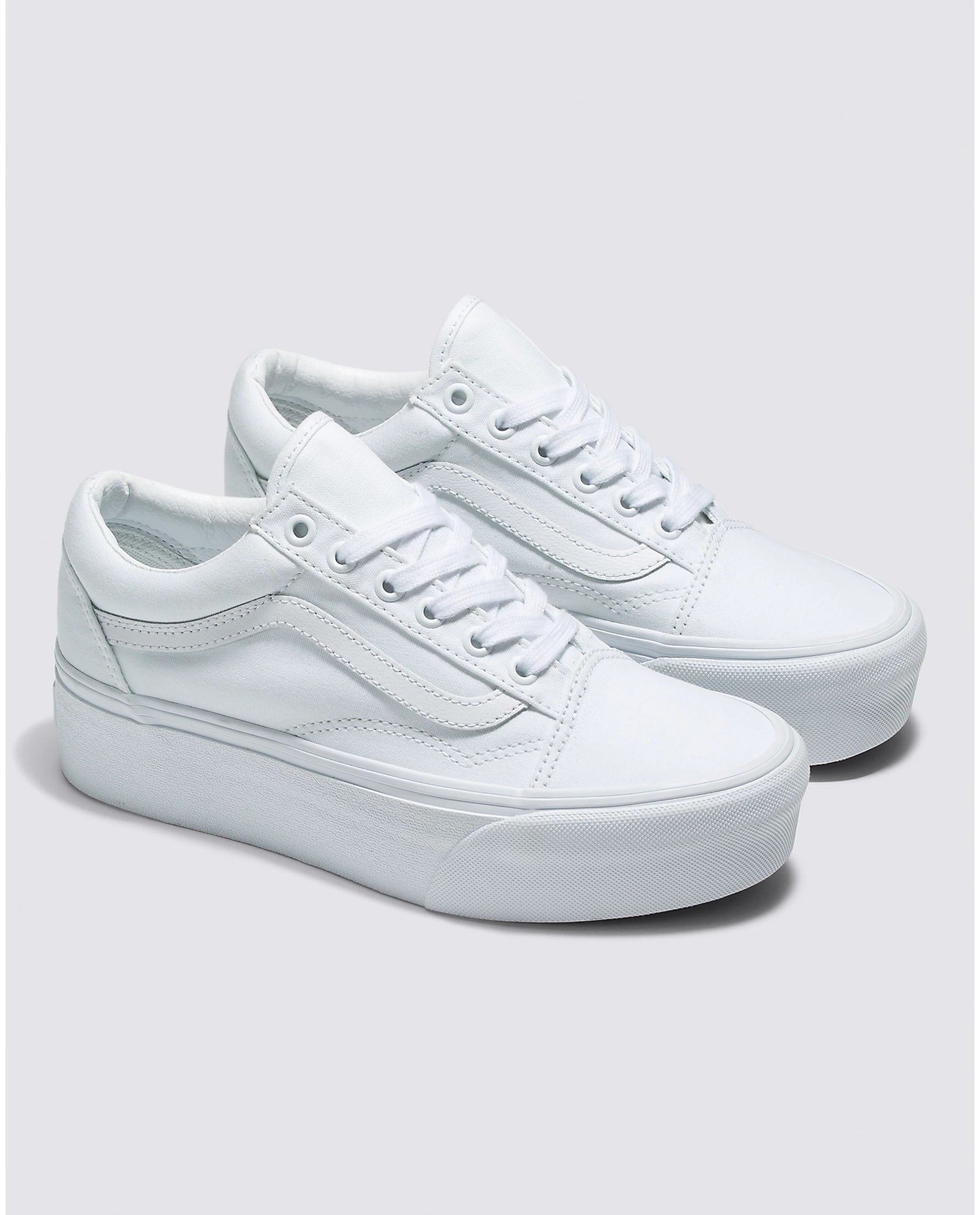 Bella Moda Latina Old Skool Stackform sneakers featuring a stylish design and stacked sole, shown from a side angle.