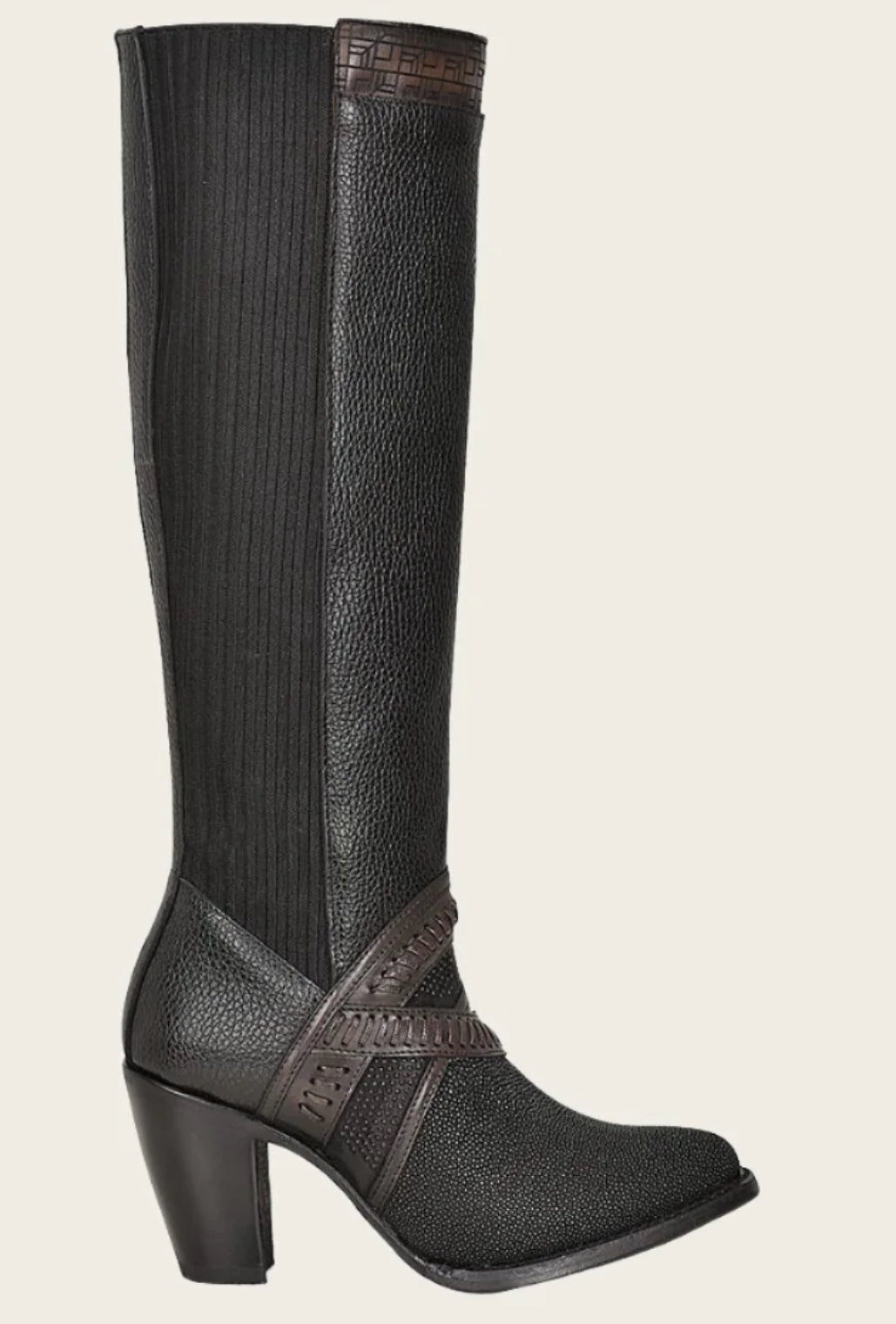 LD Black Stingray Laser & Woven & Zipper Round Toe - Vella Moda