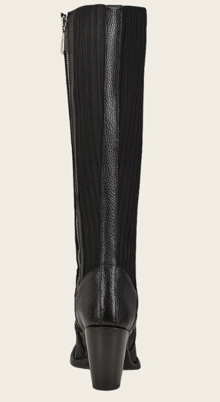 LD Black Stingray Laser & Woven & Zipper Round Toe - Vella Moda