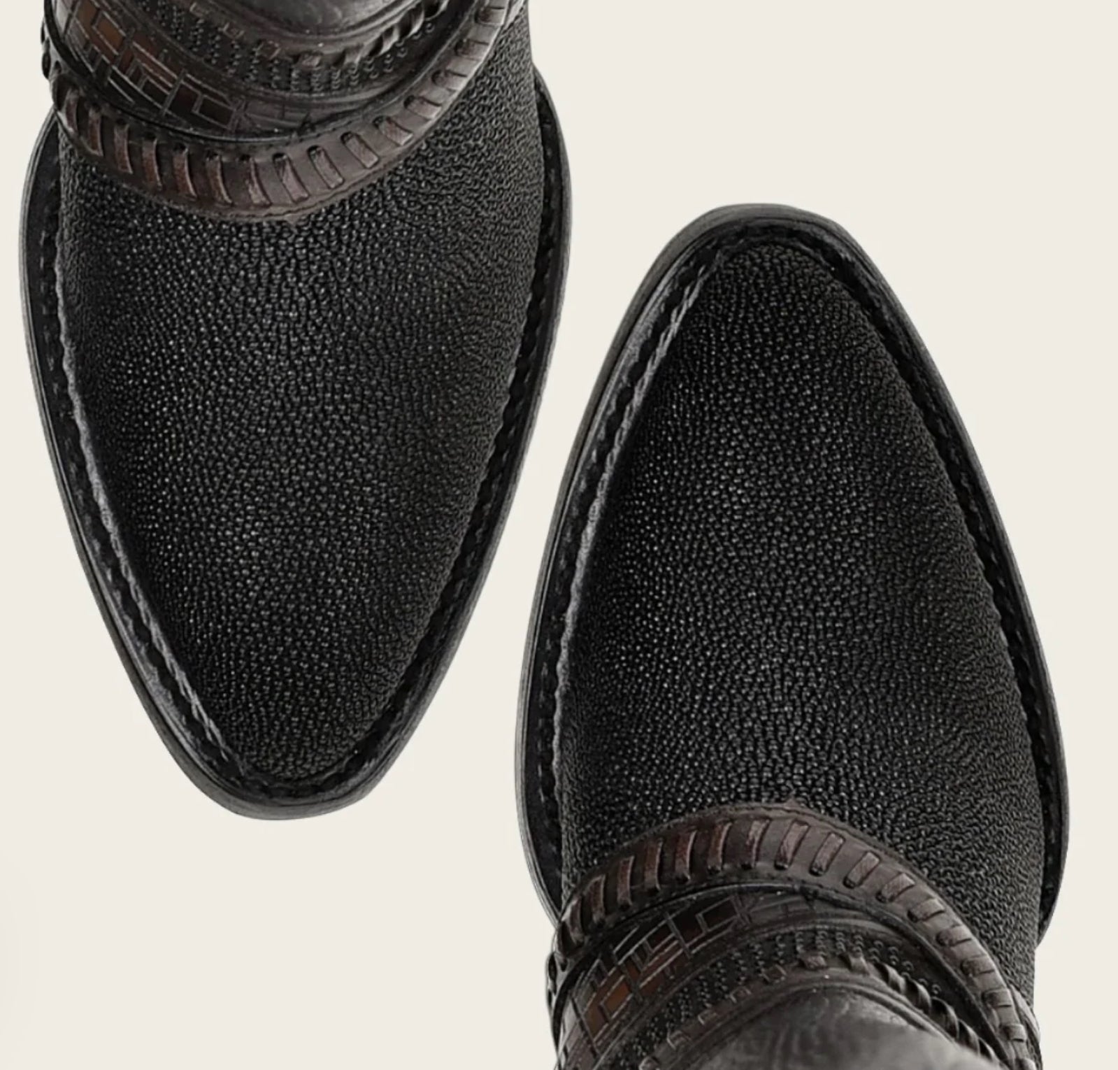 LD Black Stingray Laser & Woven & Zipper Round Toe - Vella Moda
