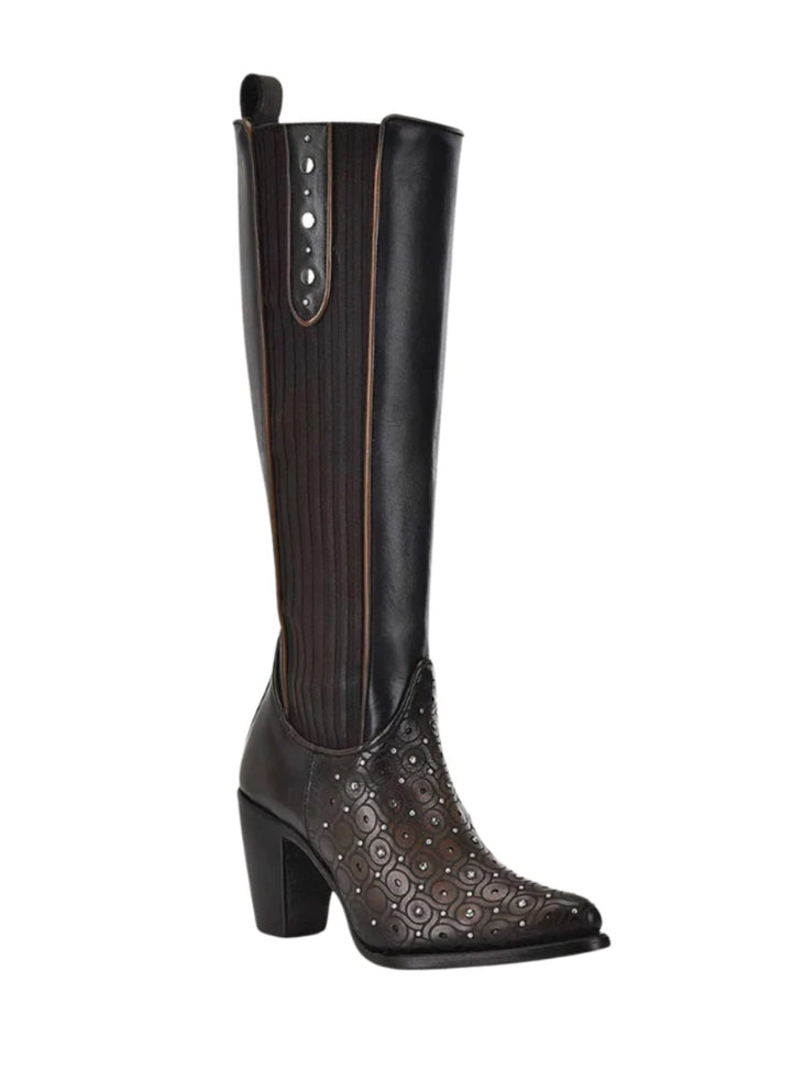 Ld Maple Zipper & Studs & Laser Round Toe - Vella Moda