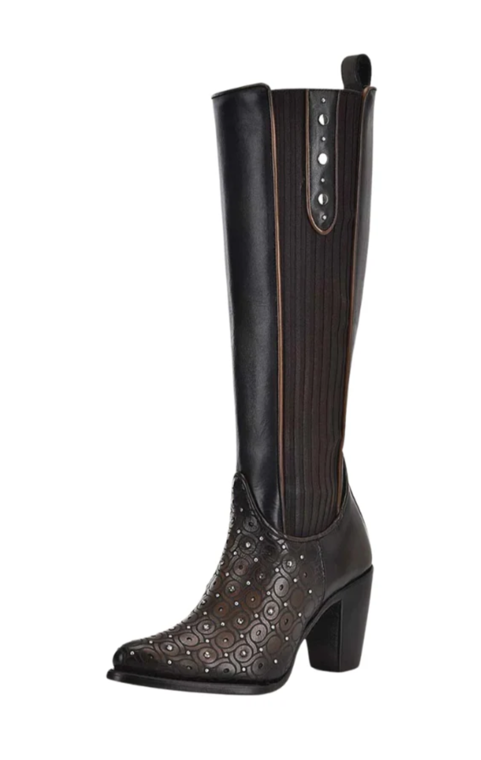 Ld Maple Zipper & Studs & Laser Round Toe - Vella Moda