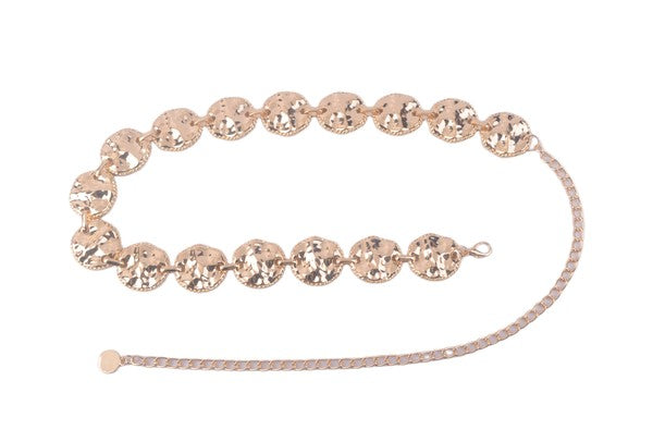 Textured Circle Link Chain Belt - Vella Moda